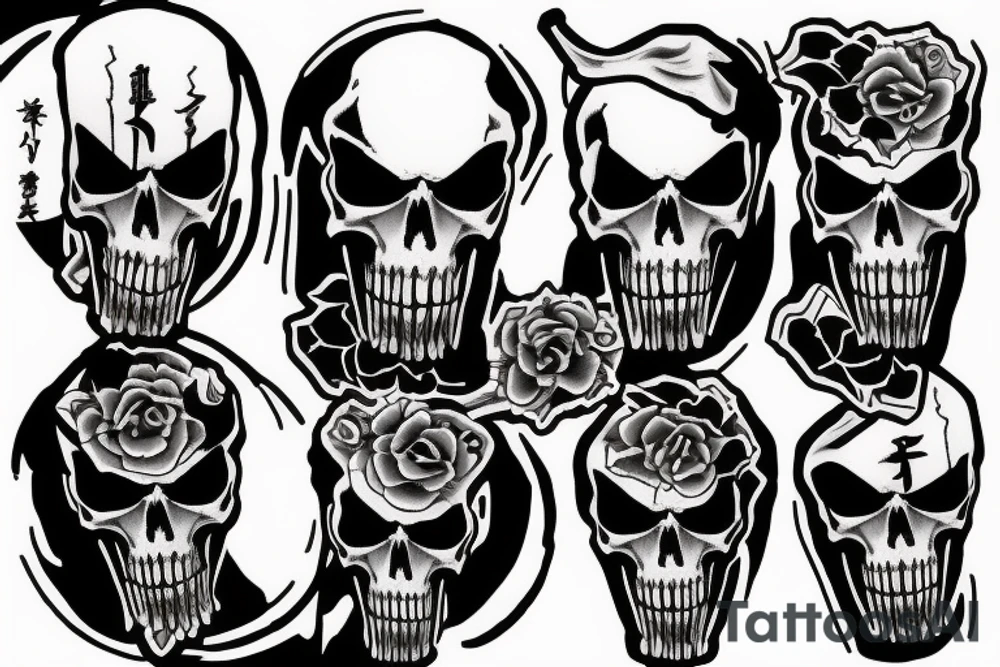 punisher skull in grim reaper hood tattoo idea