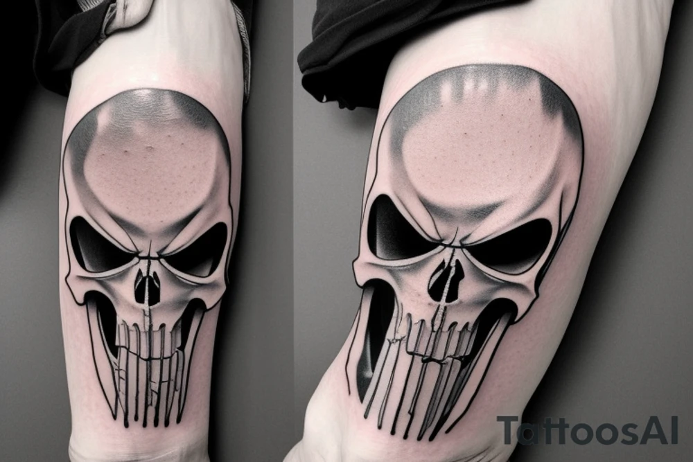 punisher skull in grim reaper hood tattoo idea