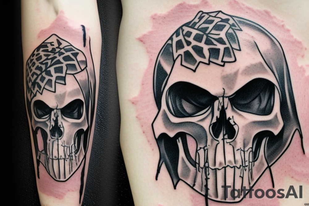punisher skull in grim reaper hood tattoo idea