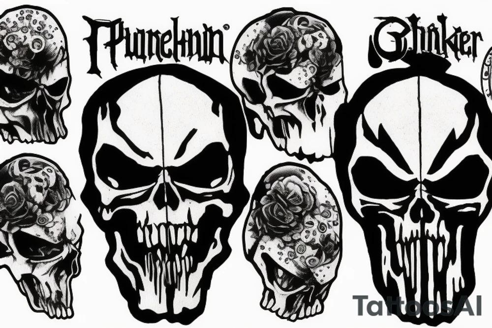punisher skull in grim reaper hood tattoo idea
