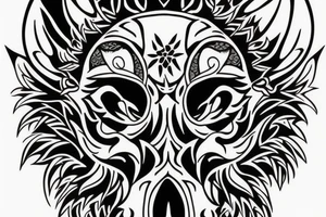 wolf with half face of skull tattoo idea