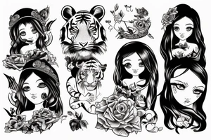combination of daughter and son.  Daughter as a princess and son as tiger tattoo idea
