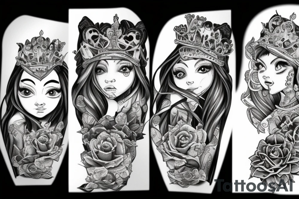 combination of daughter and son.  Daughter as a princess and son as tiger tattoo idea