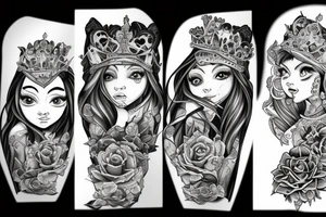 combination of daughter and son.  Daughter as a princess and son as tiger tattoo idea