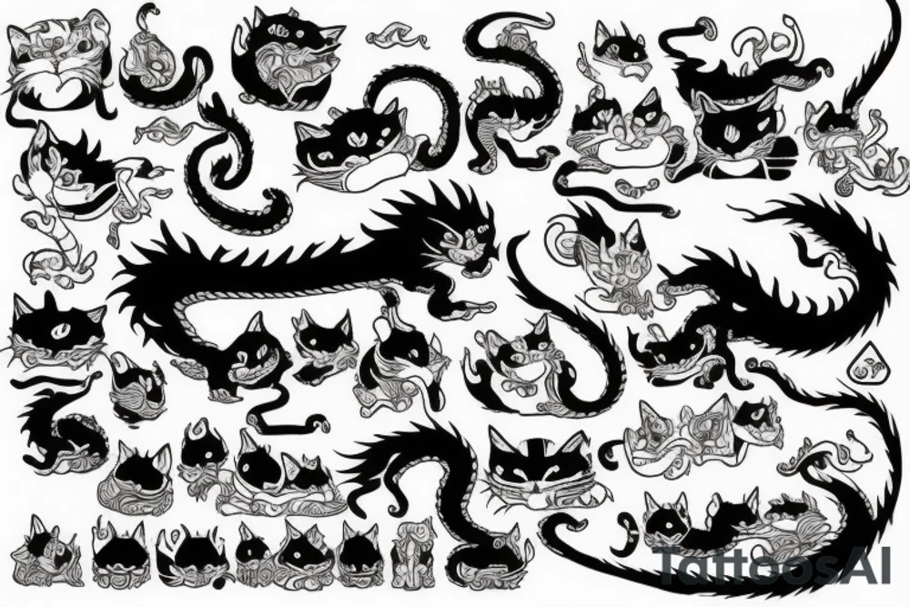 cats, dragons tattoo idea