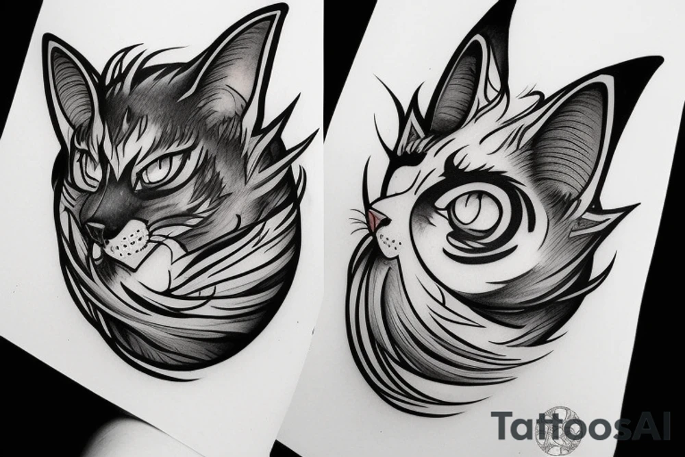 cats, dragons tattoo idea