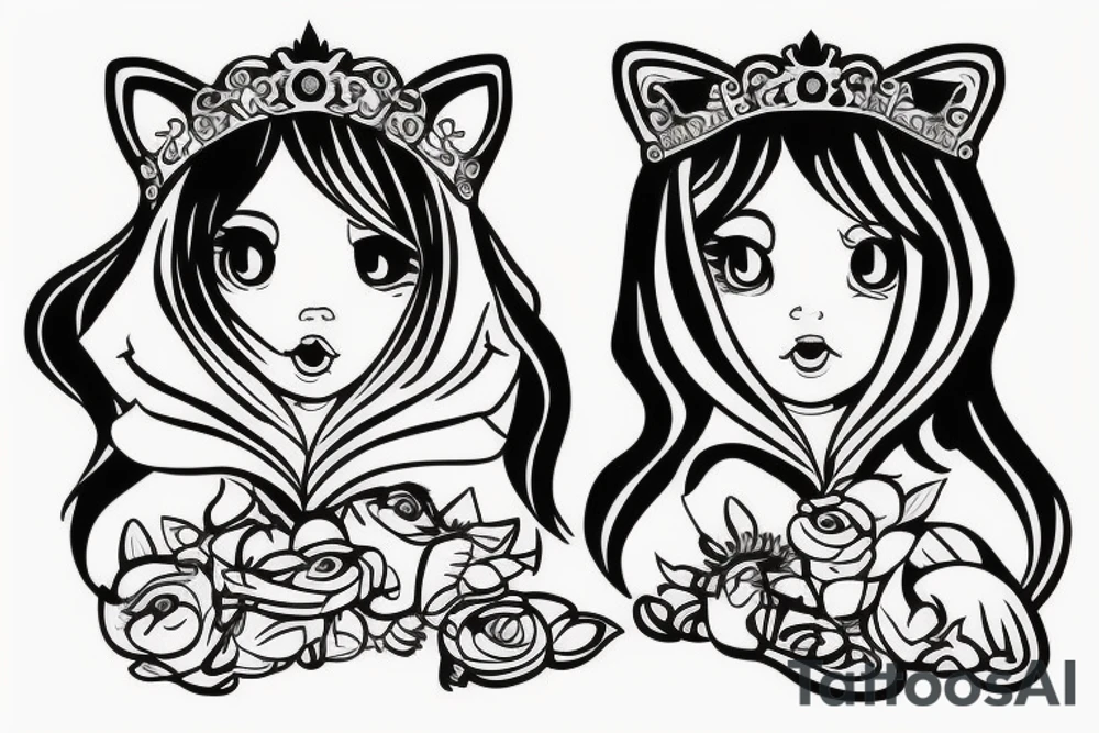 children.  Daughter as a princess and son as tiger combined. tattoo idea