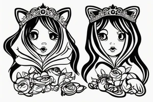 children.  Daughter as a princess and son as tiger combined. tattoo idea