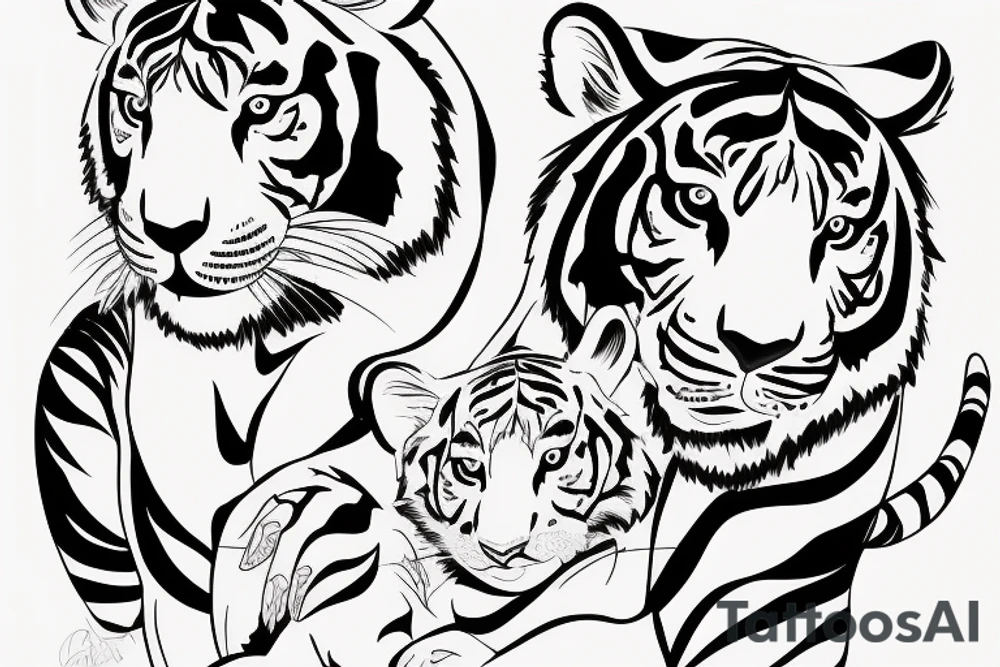 children.  Daughter as a princess and son as tiger combined. tattoo idea