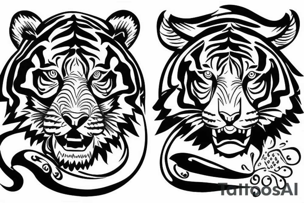 children.  Daughter as a princess and son as tiger combined.   east indian theme tattoo idea