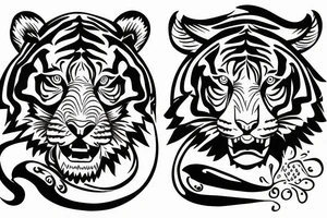 children.  Daughter as a princess and son as tiger combined.   east indian theme tattoo idea
