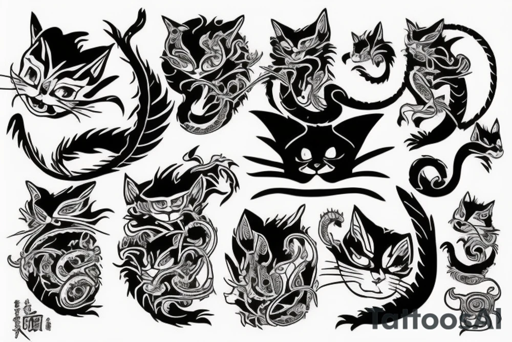 cats, dragons tattoo idea