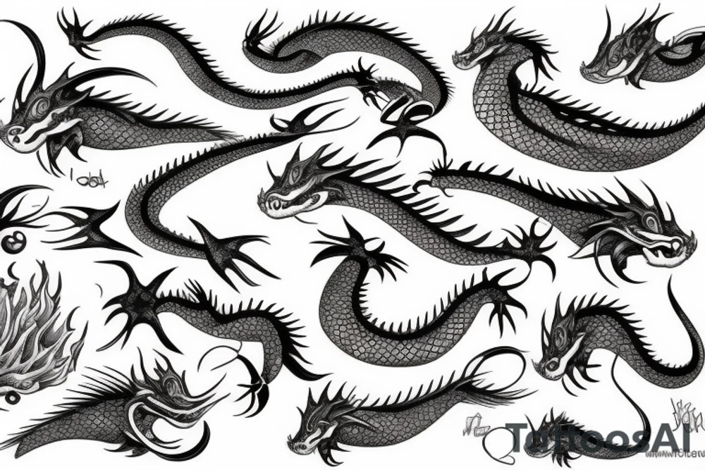 dragons, fish tattoo idea