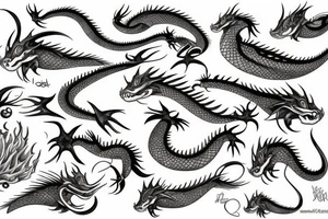 dragons, fish tattoo idea