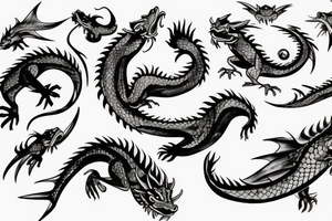 dragons, fish tattoo idea