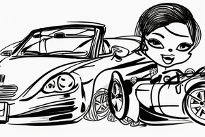 2 people driving in a convertible tattoo idea
