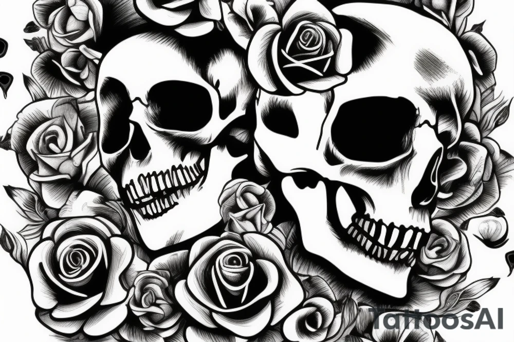 Skull with rose tattoo idea