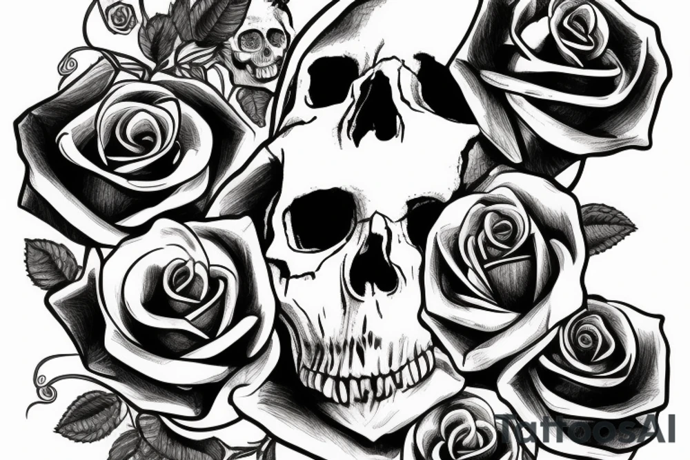 Skull with rose tattoo idea