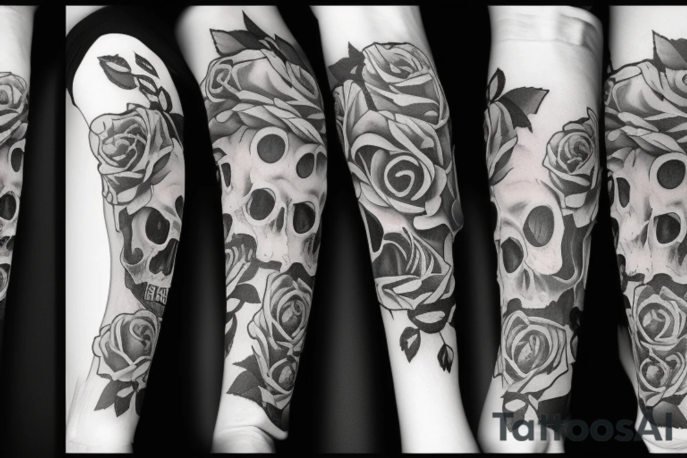 Skull with rose tattoo idea