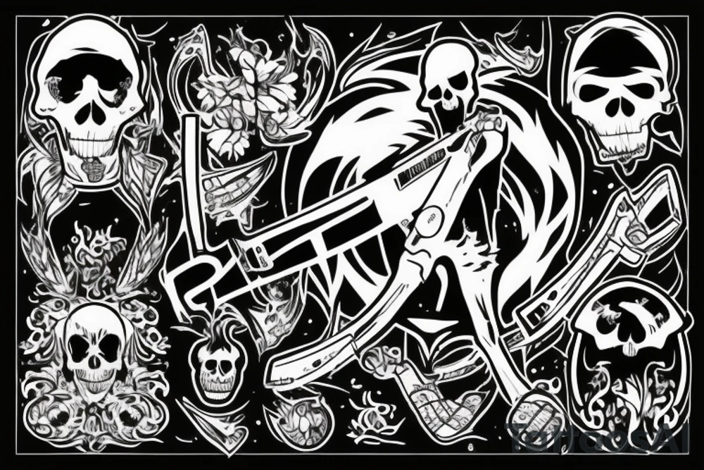 Grim reaper in full costume holding a chainsaw tattoo idea