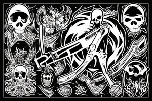 Grim reaper in full costume holding a chainsaw tattoo idea
