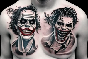 a hyper realistic tattoo of the Joker on men chest tattoo idea