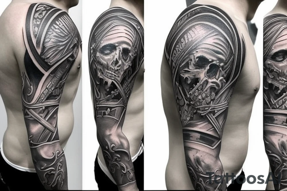 Serbian warriors sleeve tattoo idea