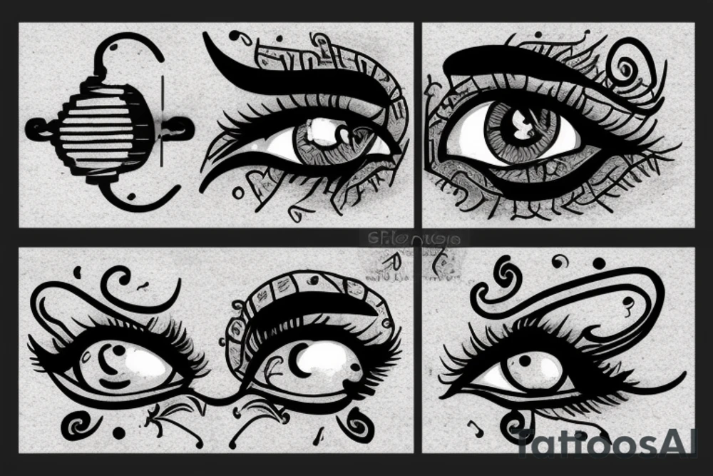a old scale. on the left side a eye and on the right side a ear tattoo idea