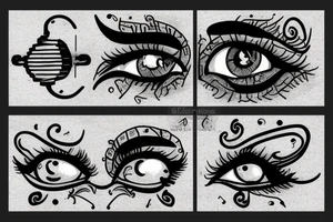 a old scale. on the left side a eye and on the right side a ear tattoo idea