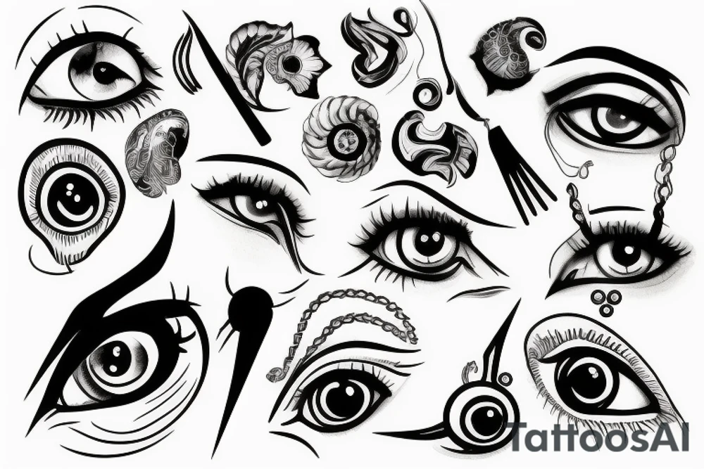 eye and ear tattoo idea