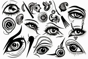 eye and ear tattoo idea