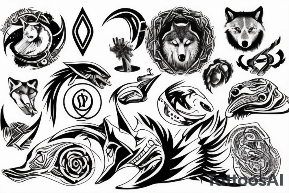 Omega symbol with a wolf inside tattoo idea