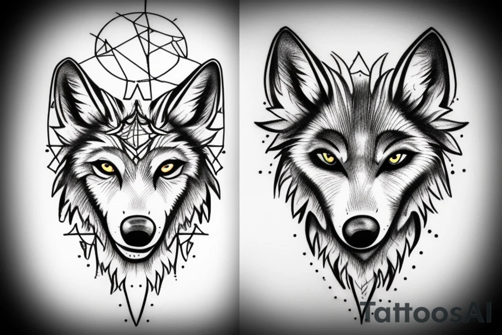 Omega symbol with a wolf inside tattoo idea