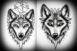 Omega symbol with a wolf inside tattoo idea
