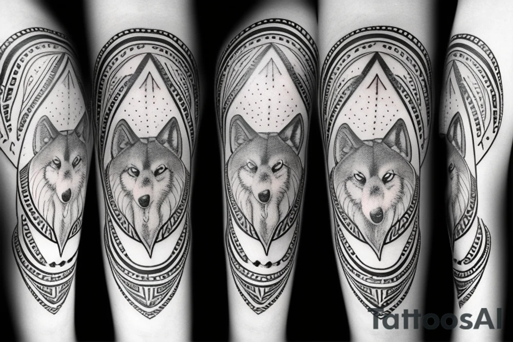 Omega symbol with a wolf inside tattoo idea