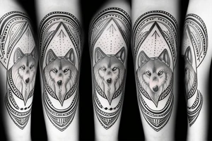 Omega symbol with a wolf inside tattoo idea