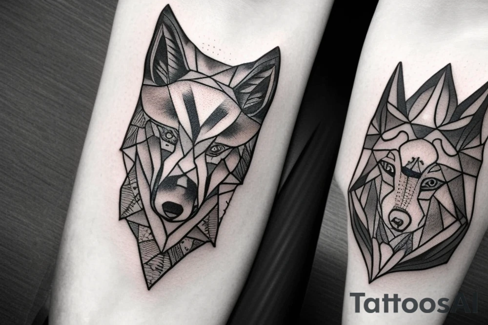 Omega symbol with a wolf inside tattoo idea