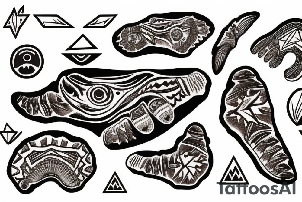 Native American bear paw 
with mountains and sky tattoo idea