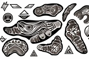 Native American bear paw 
with mountains and sky tattoo idea