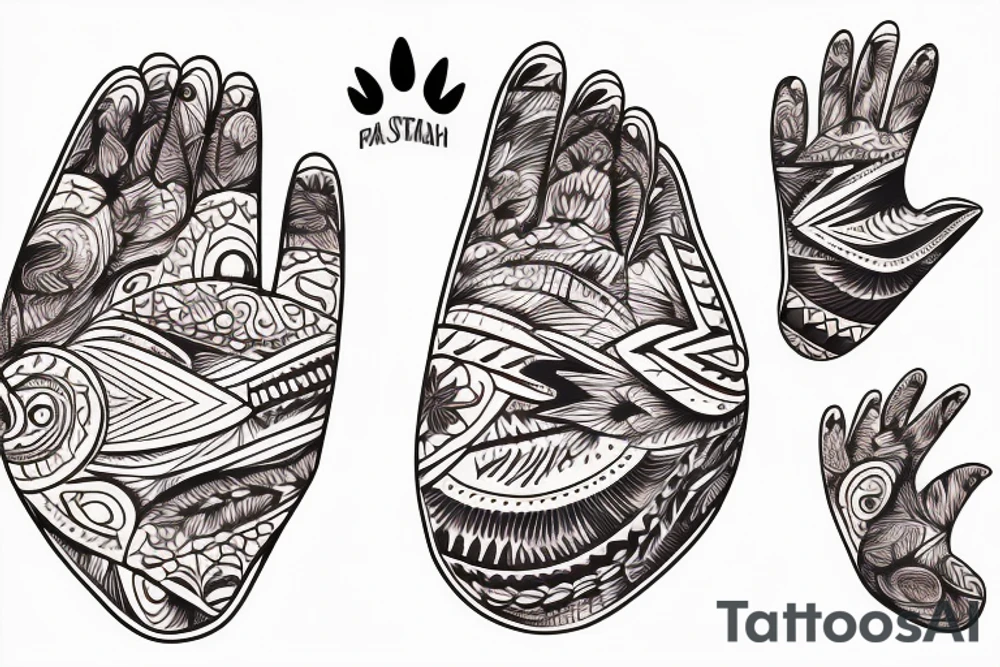 Native American bear paw 
with mountains and sky tattoo idea
