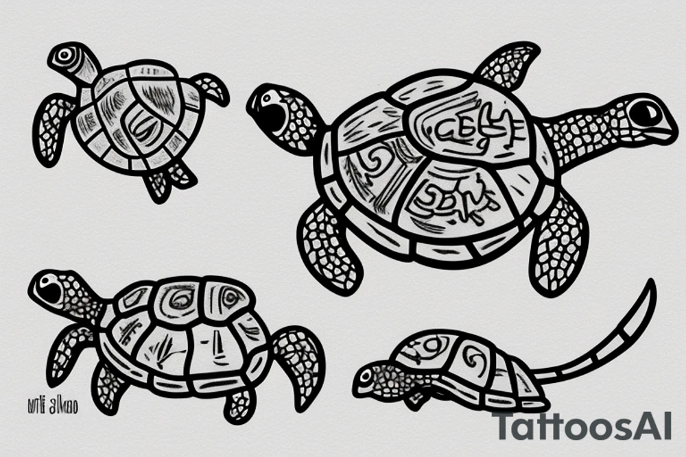 Baby turtle with marijuana tattoo idea