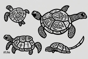 Baby turtle with marijuana tattoo idea