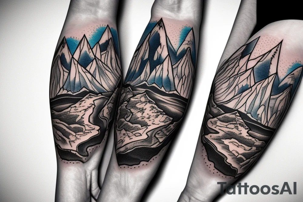 bear paw 
with mountains and sky tattoo idea