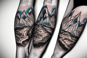 bear paw 
with mountains and sky tattoo idea