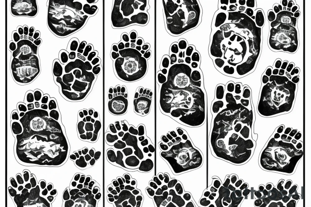 bear paw 
with mountains and sky tattoo idea