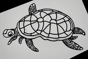 Baby turtle with marijuana as shell pattern tattoo idea