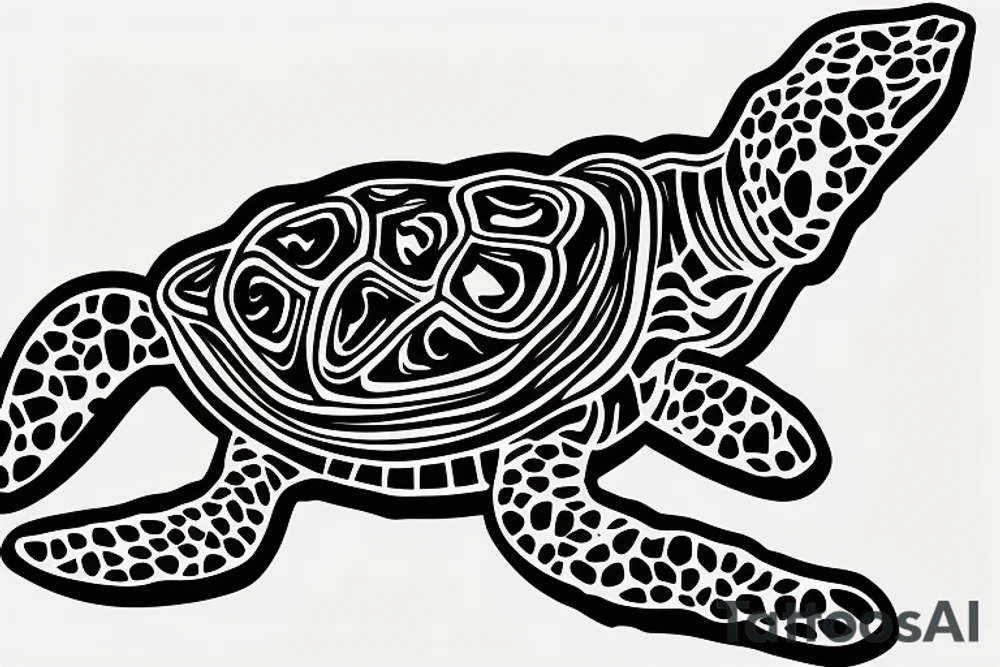 Baby turtle with marijuana as shell pattern tattoo idea