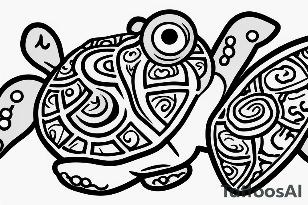 Baby turtle in marijuana shell tattoo idea