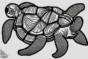 Baby turtle in marijuana shell tattoo idea