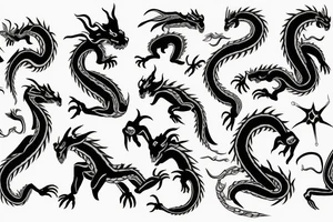 dragon with black draw tattoo idea